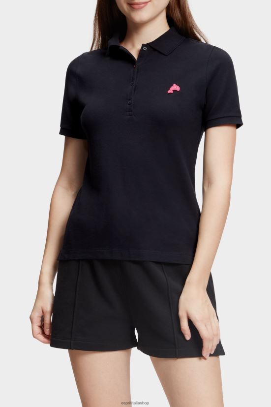 Esprit Polo classica del Dolphin Tennis Club nero donne polo 4RNDH493