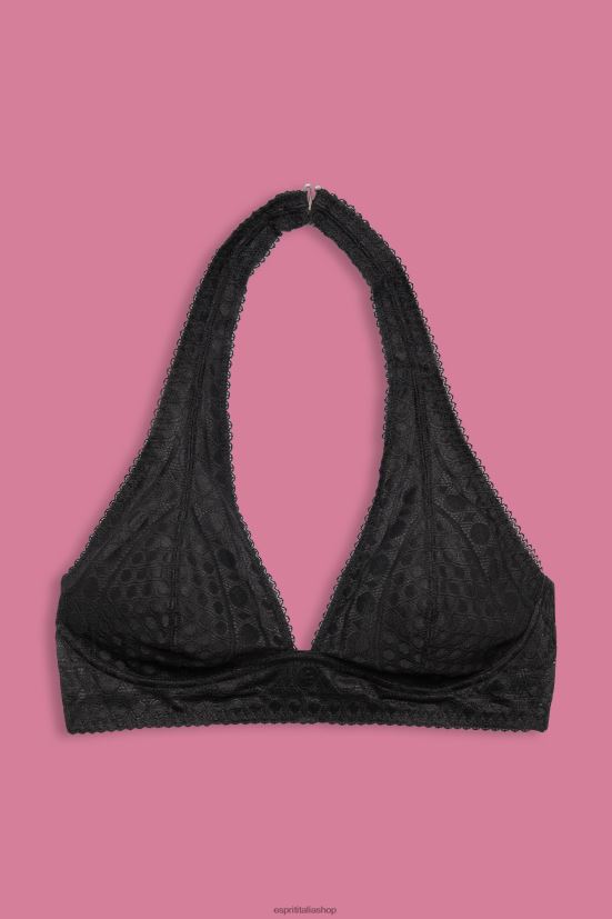 Esprit riciclato: reggiseno morbido allacciato al collo con pizzo antracite donne superiore 4RNDH77