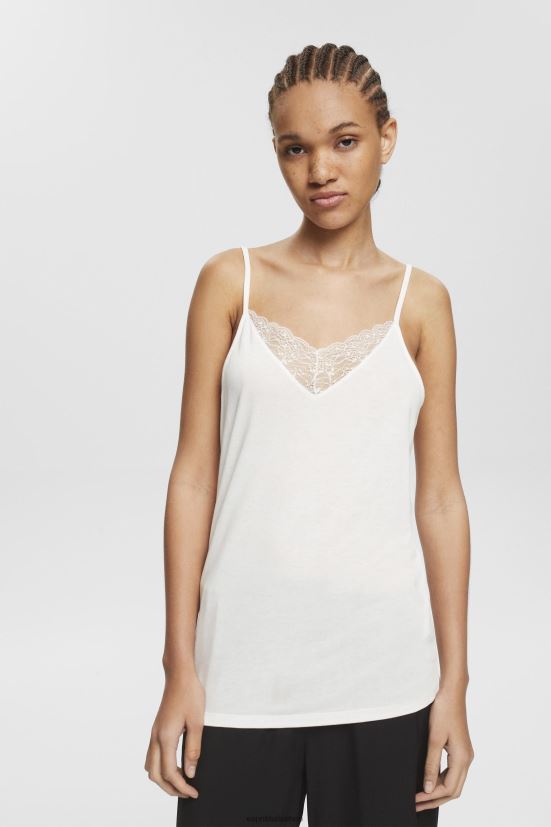 Esprit top con pizzo, lenti in ecovero bianco donne superiore 4RNDH243