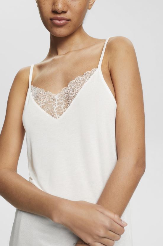 Esprit top con pizzo, lenti in ecovero bianco donne superiore 4RNDH243