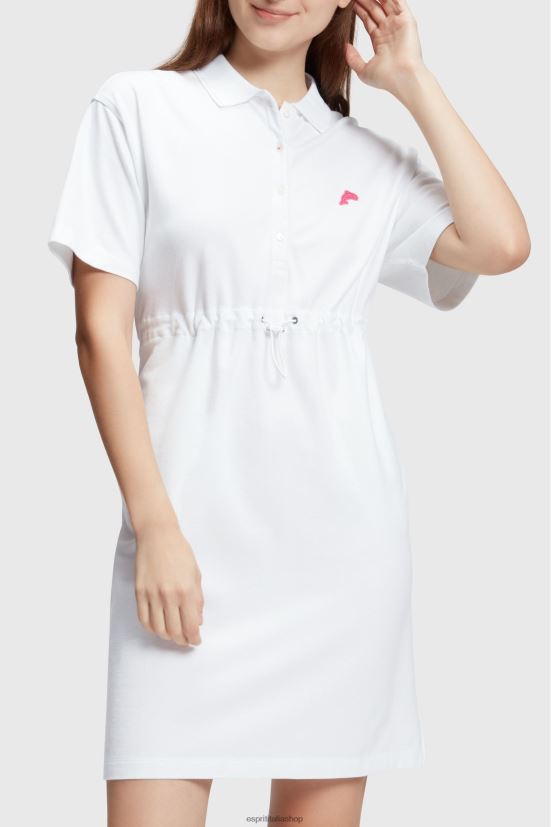 Esprit Abito polo plissettato Dolphin Tennis Club bianco donne vestiti 4RNDH502 - Clicca l'immagine per chiudere