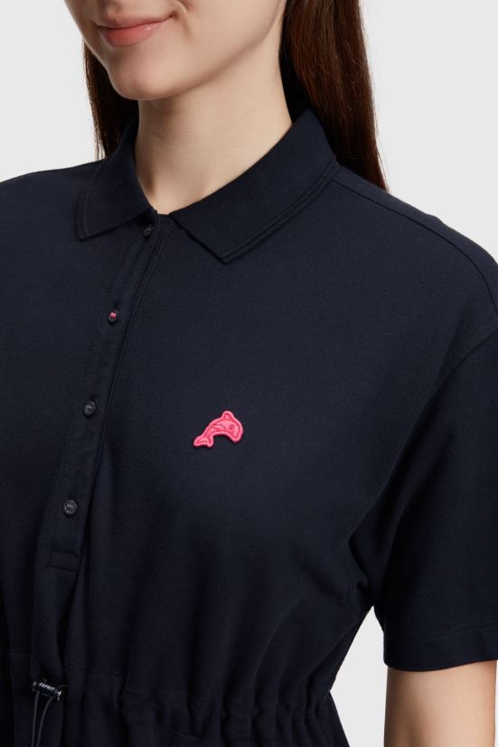 Esprit Abito polo plissettato Dolphin Tennis Club nero donne vestiti 4RNDH501