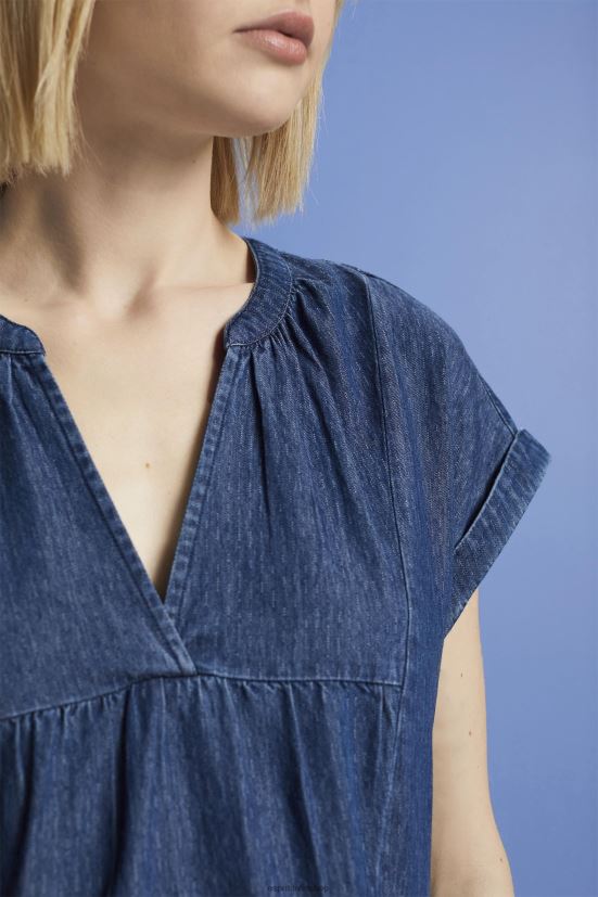 Esprit abiti in tessuto leggero dalla vestibilità ampia lavaggio medio blu donne vestiti 4RNDH183