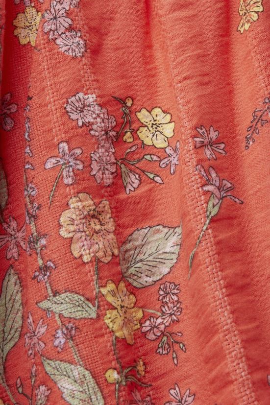 Esprit abito al ginocchio in cotone con stampa floreale arancio corallo donne vestiti 4RNDH190