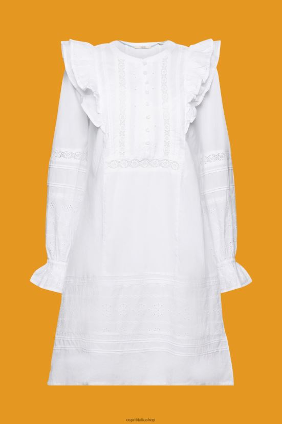 Esprit abito al ginocchio in pizzo di cotone bianco donne vestiti 4RNDH111