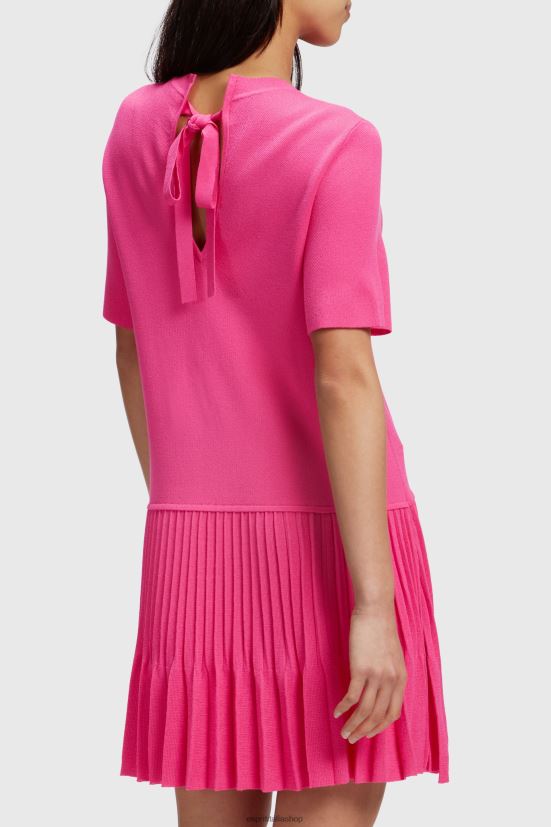 Esprit abito peplo plissettato rosa fucsia donne vestiti 4RNDH380