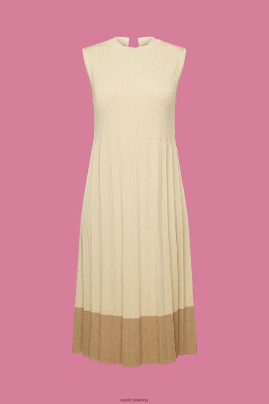 Esprit maxi abito plissettato e senza maniche con girocollo beige chiaro donne vestiti 4RNDH125