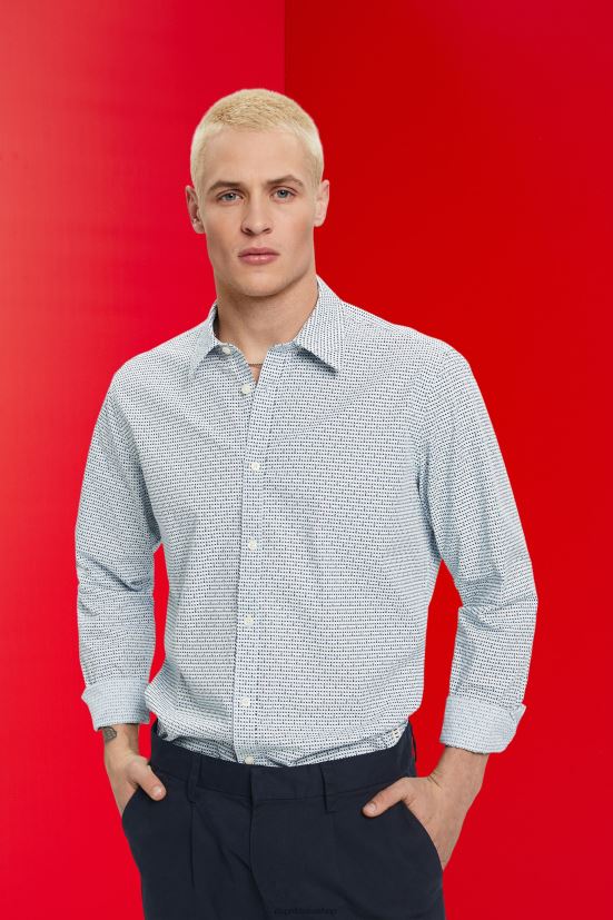 Esprit Camicia slim fit con fantasia all over azzurro uomini camicie 4RNDH778