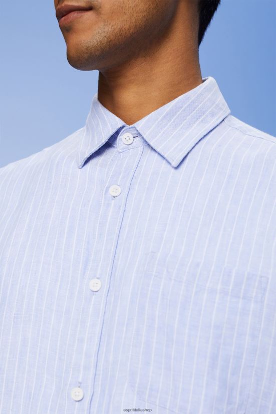 Esprit camicia a righe, 100% lino lavanda azzurra uomini camicie 4RNDH597