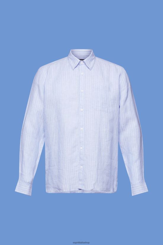 Esprit camicia a righe, 100% lino lavanda azzurra uomini camicie 4RNDH597