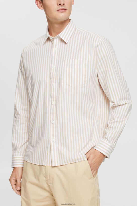 Esprit camicia a righe beige crema uomini camicie 4RNDH871