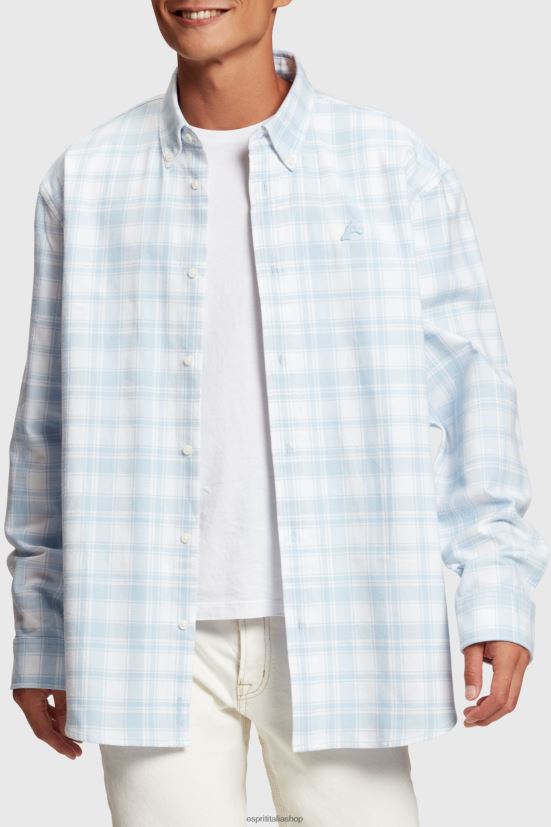 Esprit camicia di flanella a quadri azzurro uomini camicie 4RNDH791