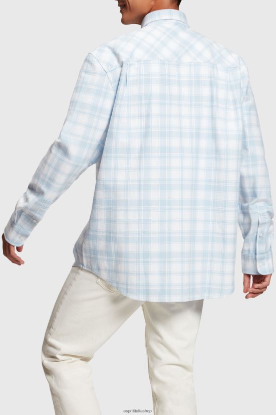 Esprit camicia di flanella a quadri azzurro uomini camicie 4RNDH791