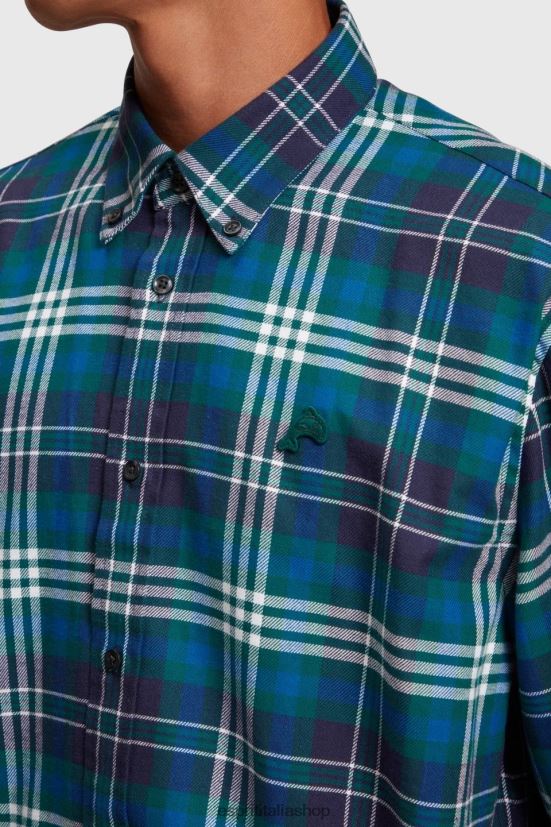 Esprit camicia di flanella a quadri blu verde acqua uomini camicie 4RNDH794