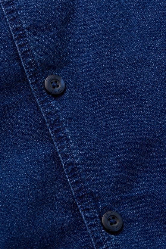 Esprit camicia di jeans a maniche corte lavaggio blu scuro uomini camicie 4RNDH595