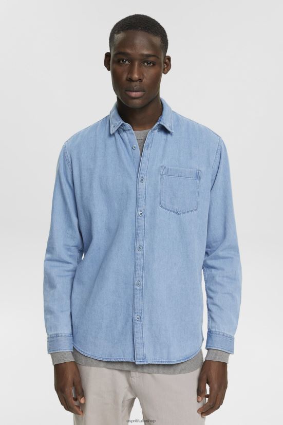 Esprit camicia di jeans lavaggio a luce blu uomini camicie 4RNDH737