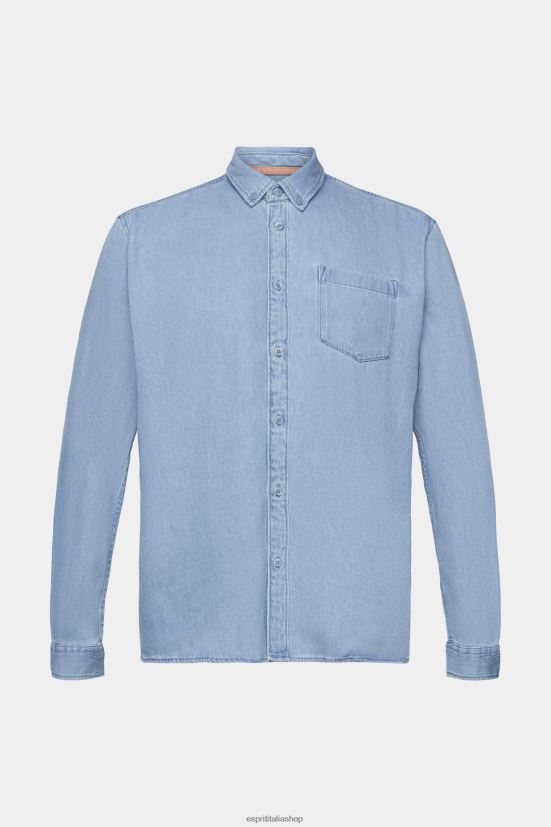 Esprit camicia di jeans lavaggio a luce blu uomini camicie 4RNDH737