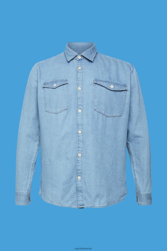 Esprit camicia di jeans lavaggio a luce blu uomini camicie 4RNDH834