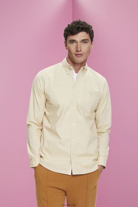 Esprit camicia in cotone con bottoni beige uomini camicie 4RNDH659