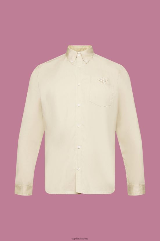 Esprit camicia in cotone con bottoni beige uomini camicie 4RNDH659