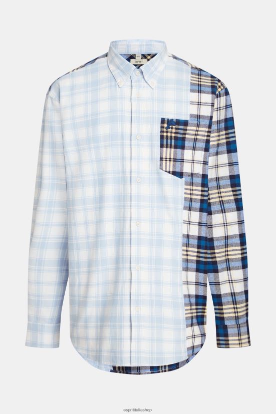 Esprit camicia in flanella patchwork misto check blu uomini camicie 4RNDH789