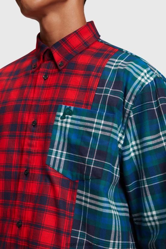 Esprit camicia in flanella patchwork misto check rosso uomini camicie 4RNDH790