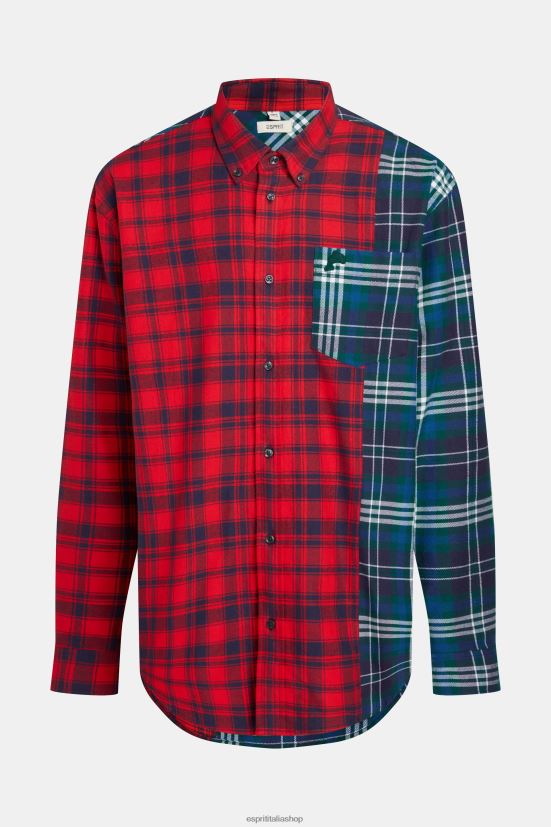 Esprit camicia in flanella patchwork misto check rosso uomini camicie 4RNDH790