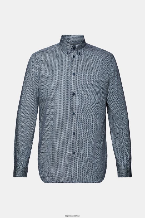 Esprit camicia in popeline di cotone grigio blu uomini camicie 4RNDH576