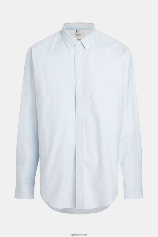 Esprit camicia oxford con stampa all-over dalla vestibilità rilassata azzurro uomini camicie 4RNDH795