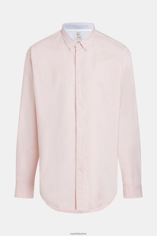 Esprit camicia oxford con stampa all-over dalla vestibilità rilassata rosa chiaro uomini camicie 4RNDH796