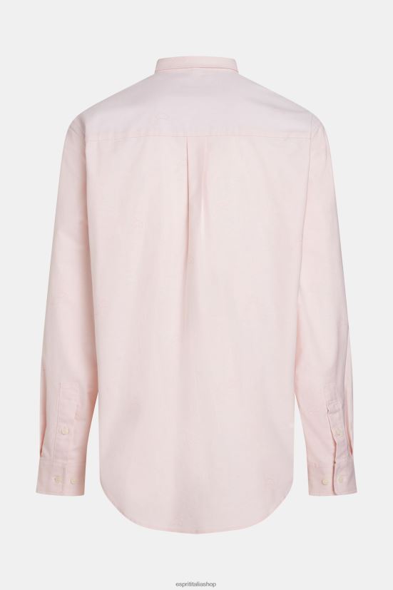 Esprit camicia oxford con stampa all-over dalla vestibilità rilassata rosa chiaro uomini camicie 4RNDH796