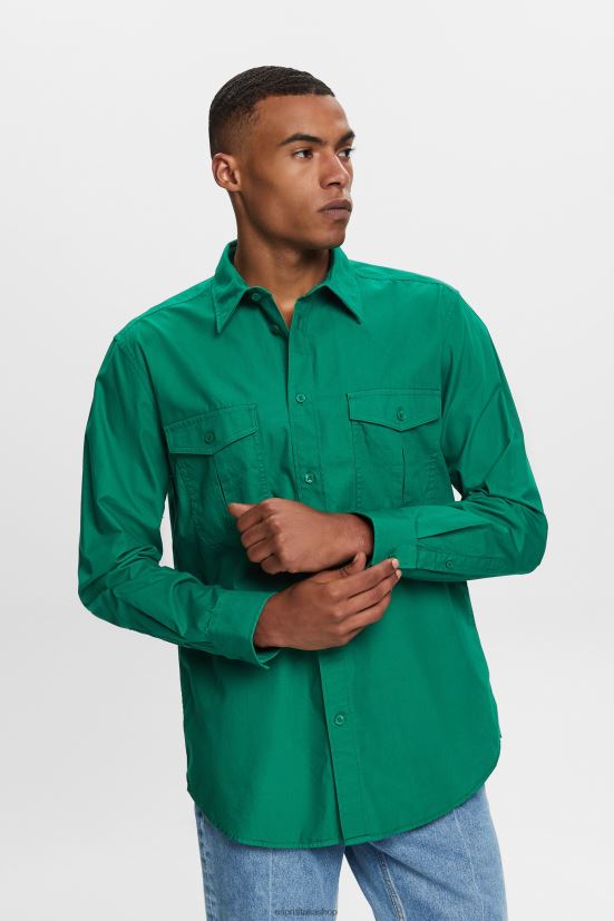 Esprit camicia pratica, 100% cotone verde scuro uomini camicie 4RNDH572 - Clicca l'immagine per chiudere