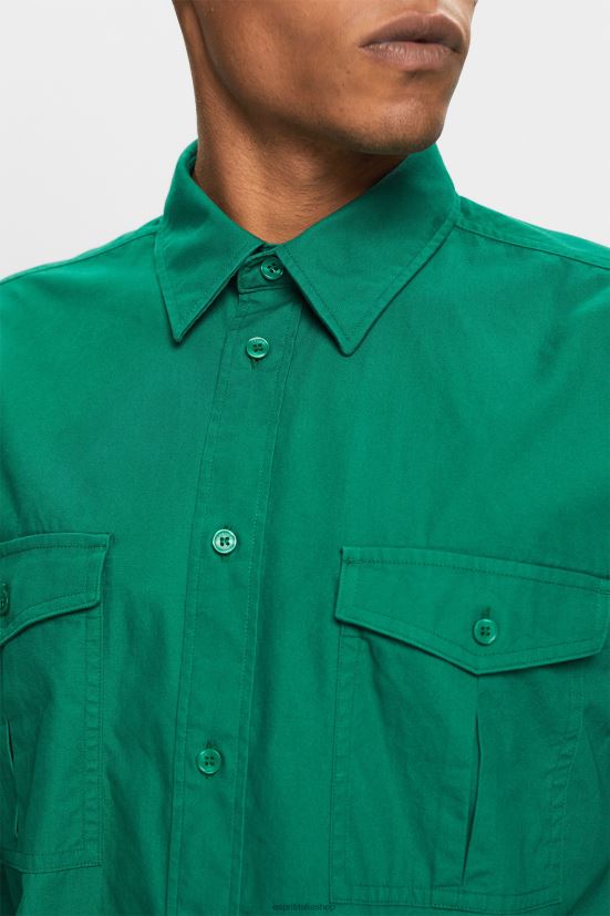 Esprit camicia pratica, 100% cotone verde scuro uomini camicie 4RNDH572