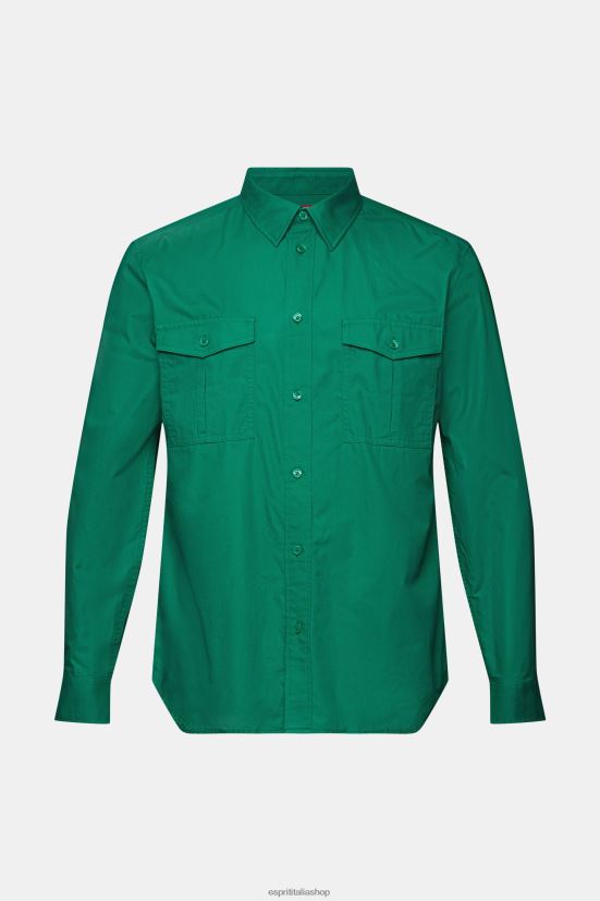 Esprit camicia pratica, 100% cotone verde scuro uomini camicie 4RNDH572