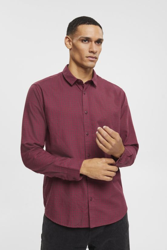 Esprit camicia slim fit a quadri rosso bordeaux uomini camicie 4RNDH690