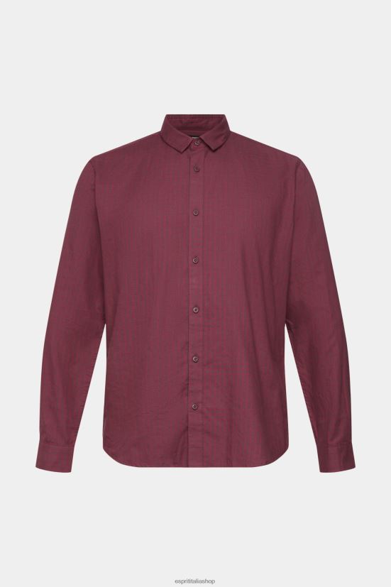 Esprit camicia slim fit a quadri rosso bordeaux uomini camicie 4RNDH690