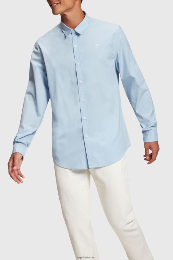 Esprit camicia slim fit in popeline con stemma del delfino azzurro uomini camicie 4RNDH803