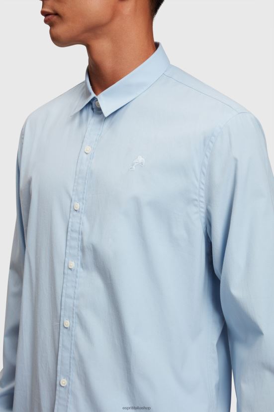 Esprit camicia slim fit in popeline con stemma del delfino azzurro uomini camicie 4RNDH803