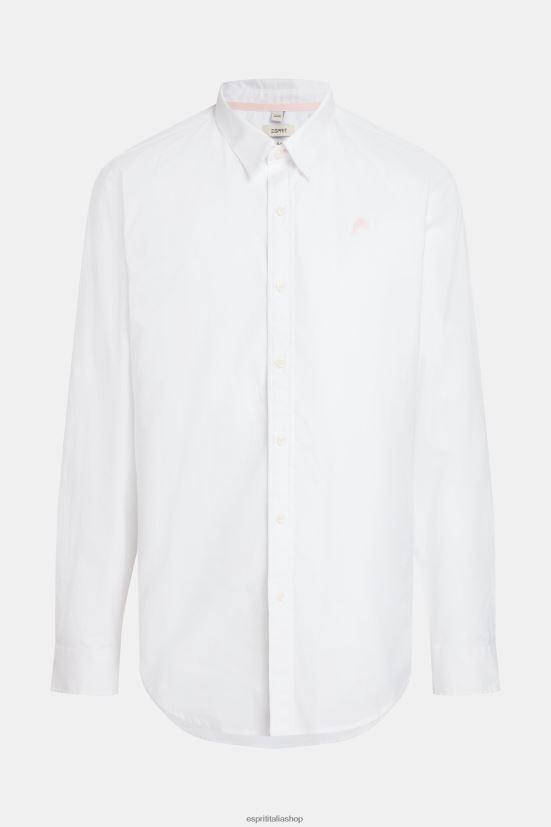 Esprit camicia slim fit in popeline con stemma del delfino bianco uomini camicie 4RNDH802