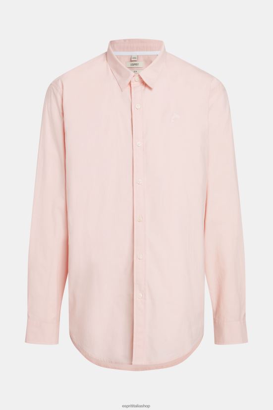 Esprit camicia slim fit in popeline con stemma del delfino rosa chiaro uomini camicie 4RNDH804