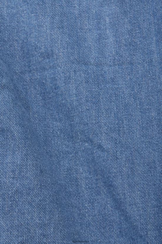 Esprit camicia squadrata in denim a maniche corte lavaggio medio blu uomini camicie 4RNDH670