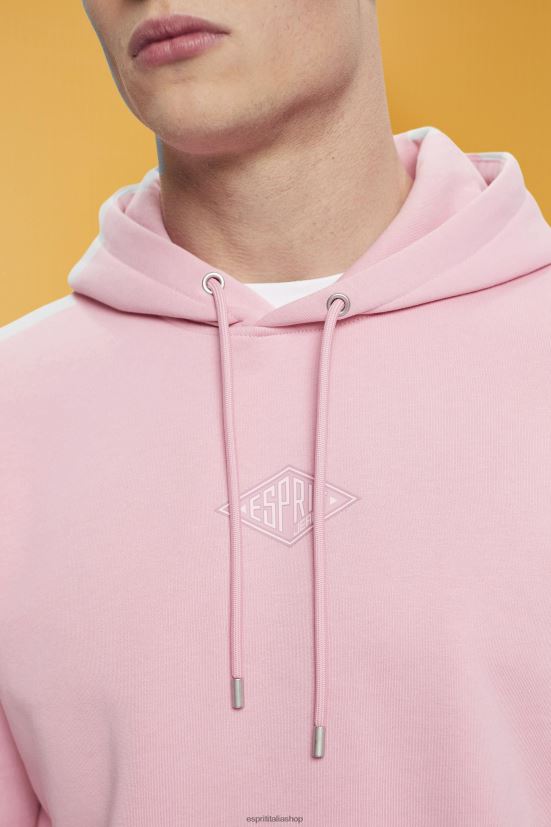 Esprit felpa con cappuccio con stampa logo sul petto rosa uomini felpe e felpe con cappuccio 4RNDH642