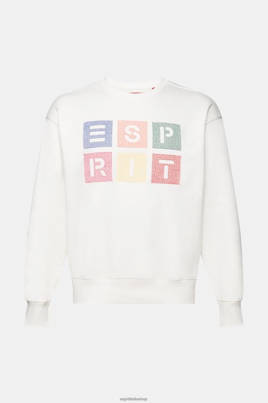 Esprit felpa con logo, 100% cotone biologico bianco uomini felpe e felpe con cappuccio 4RNDH580