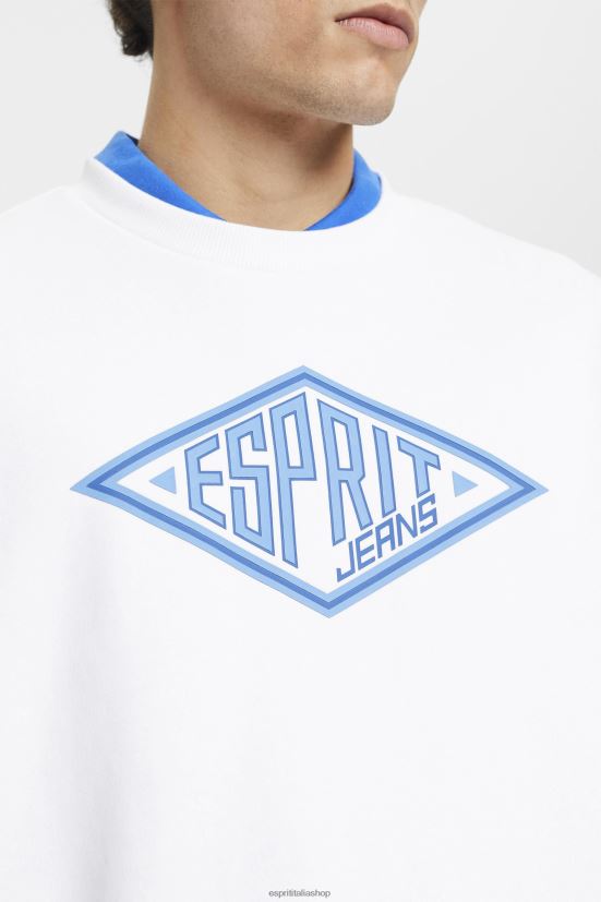 Esprit felpa con stampa logo bianco uomini felpe e felpe con cappuccio 4RNDH654