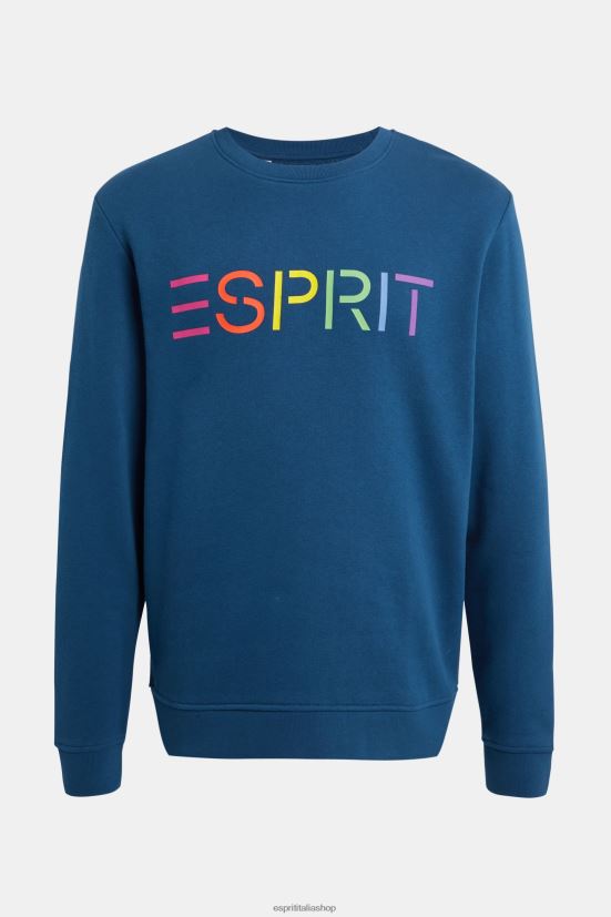 Esprit felpa con stampa logo blu petrolio uomini felpe e felpe con cappuccio 4RNDH869