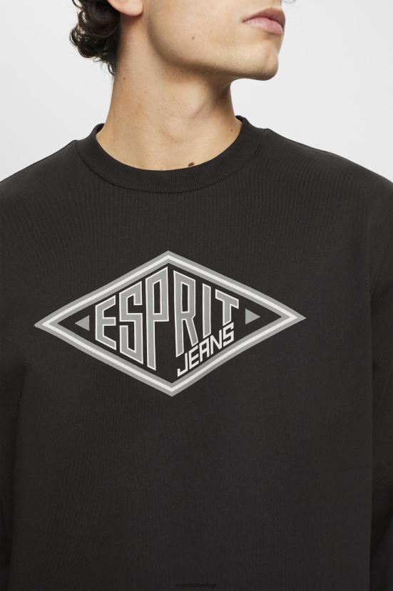 Esprit felpa con stampa logo nero uomini felpe e felpe con cappuccio 4RNDH653