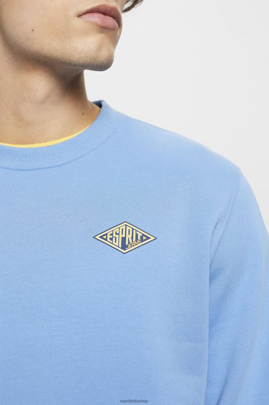 Esprit felpa con stampa logo sul retro lavanda azzurra uomini felpe e felpe con cappuccio 4RNDH647