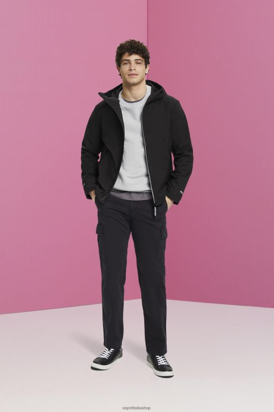 Esprit giacca softshell con cappuccio nero uomini giacche 4RNDH728