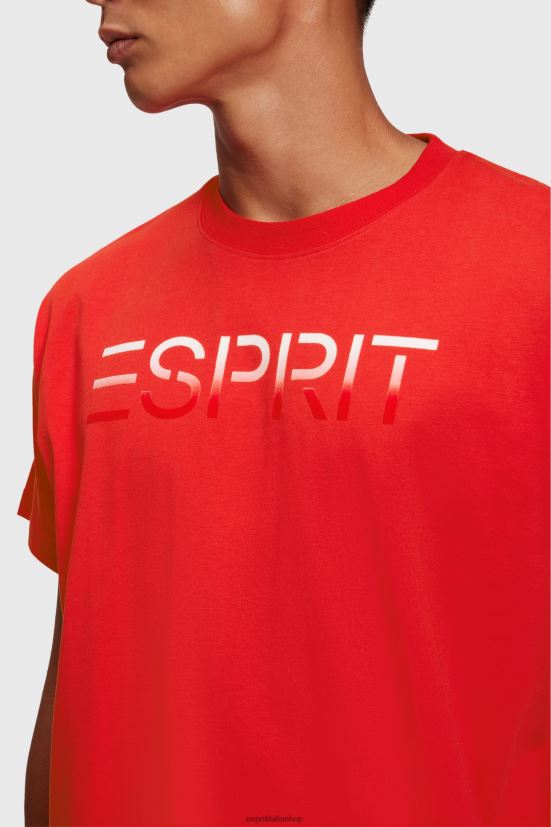 Esprit T-shirt con applicazione logo floccato sul petto rosso uomini magliette 4RNDH611