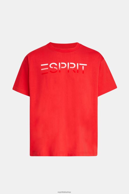 Esprit T-shirt con applicazione logo floccato sul petto rosso uomini magliette 4RNDH611